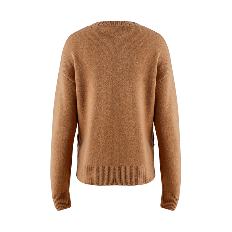 Cropped Knitted Brown Cashmere Sweater 2