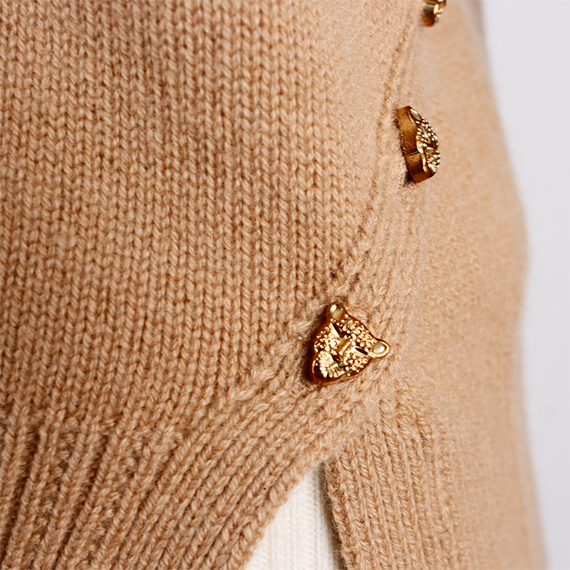 Cropped Knitted Brown Cashmere Sweater 4