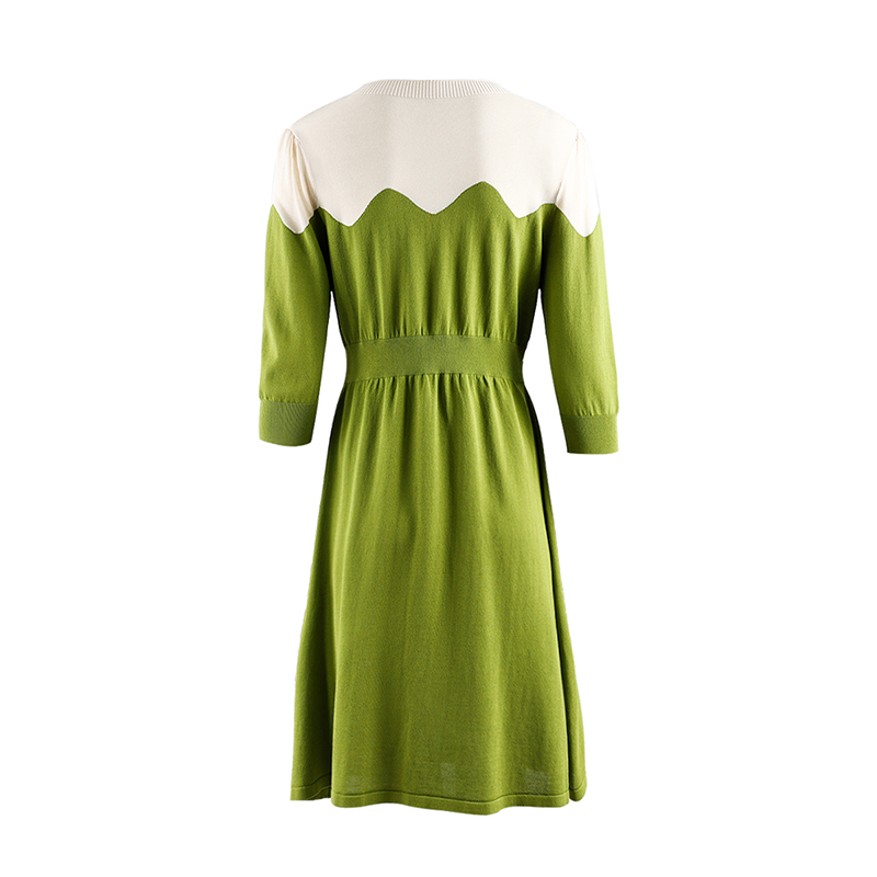 Ganni Green Ladies Cotton Knit Dress 2