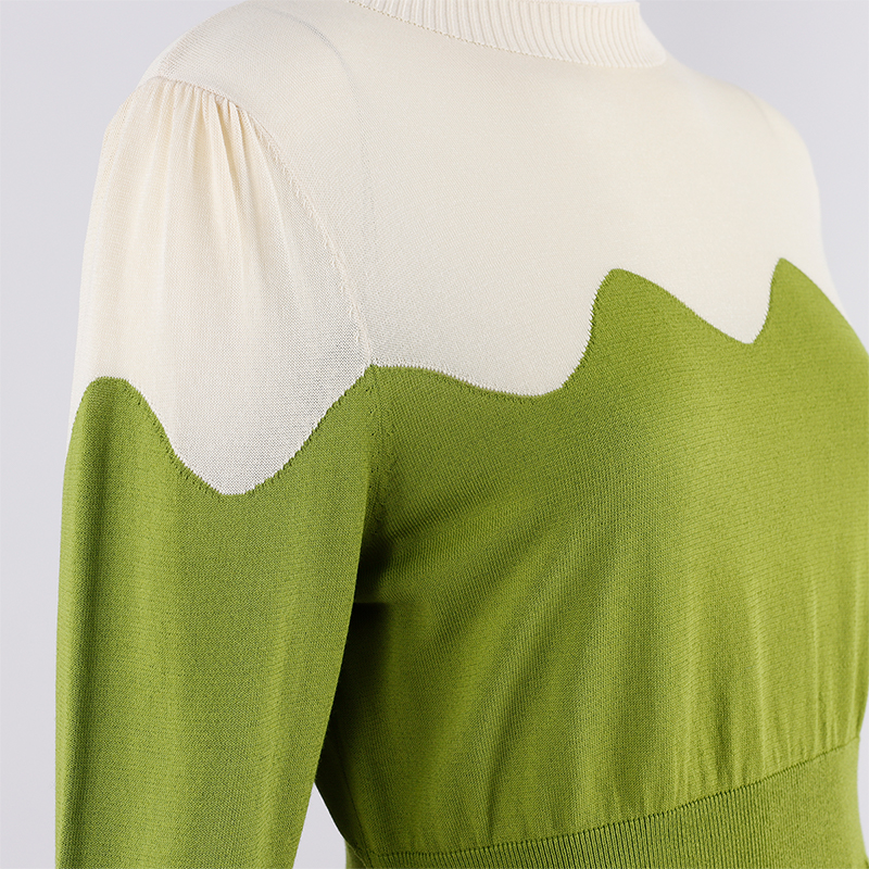 Ganni Green Ladies Cotton Knit Dress 5