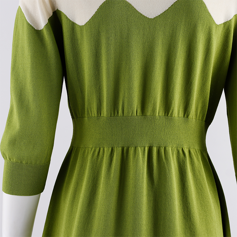 Ganni Green Ladies Cotton Knit Dress 7