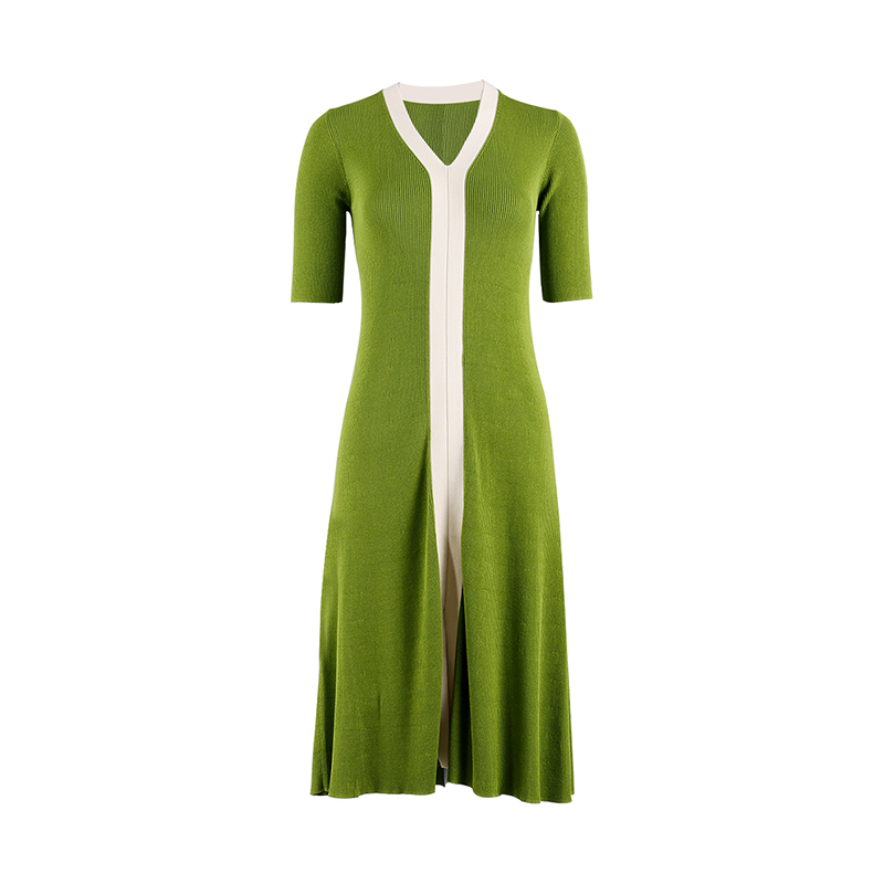 Ganni Green Long Dress Sweater 1