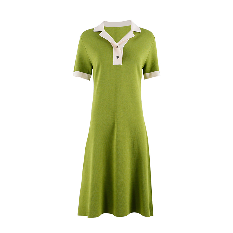 Green Cotton Womens Knit Dress 1