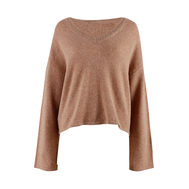 Ladies Pure Cashmere Brown Sewater 1