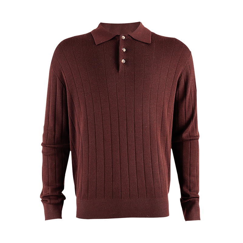 Men Long Sleeve Knitted Shirt Sweater 1