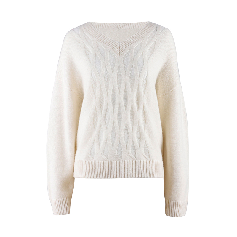 White Knit Women's Long Sweater 1