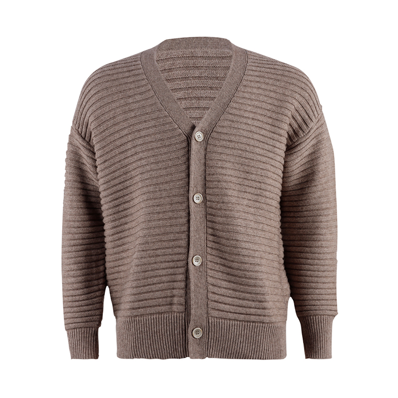 Brown Knit Chunky Cardigan Sweater1
