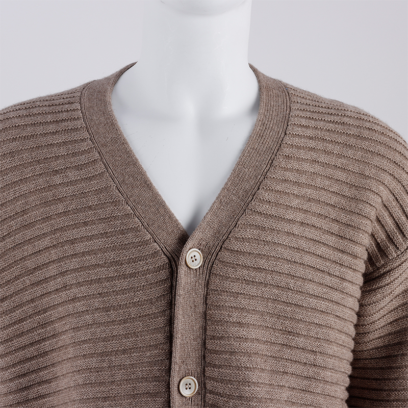 Brown Knit Chunky Cardigan Sweater2