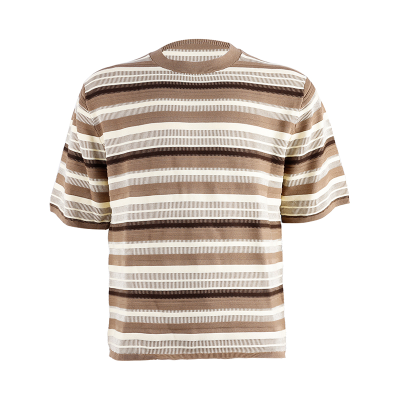 Short Sleeve Striped Pullover Sweater1