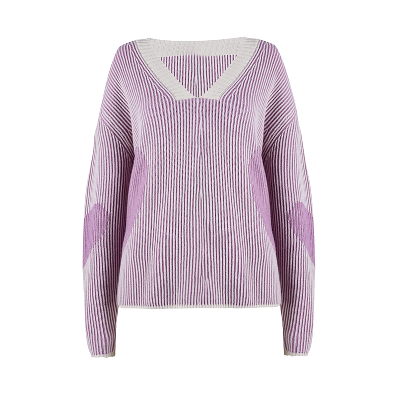 Light Purple Wool V Neck Sweater1