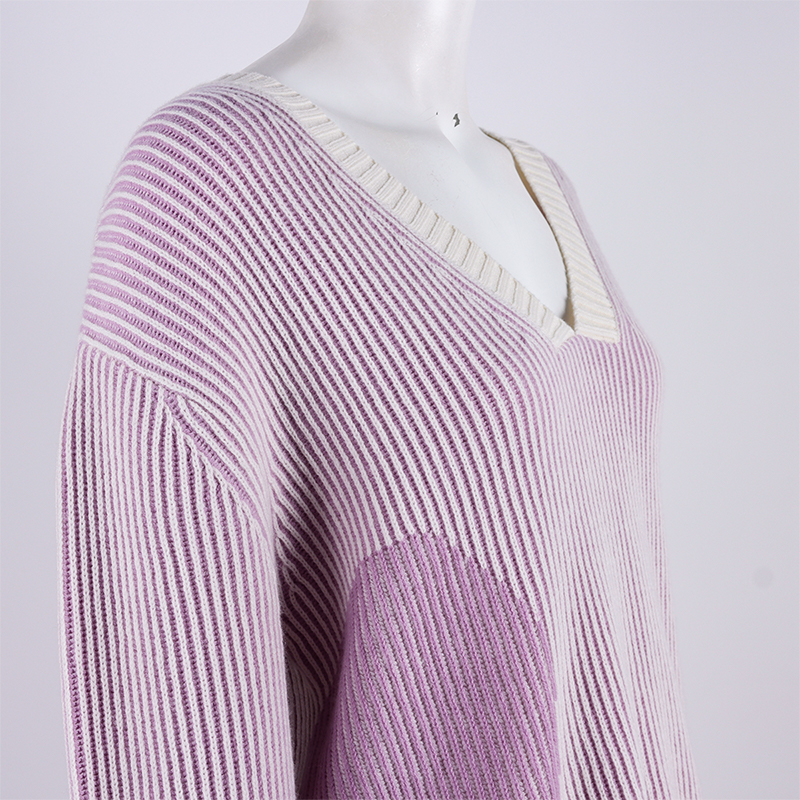 Light Purple Wool V Neck Sweater5