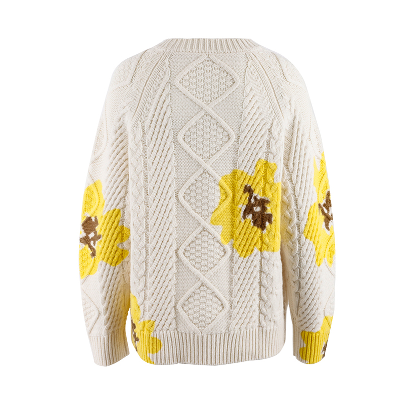 White Fluffy Yellow Knit Sweater2