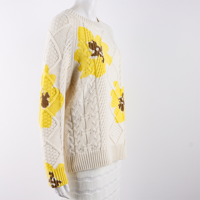 White Fluffy Yellow Knit Sweater3