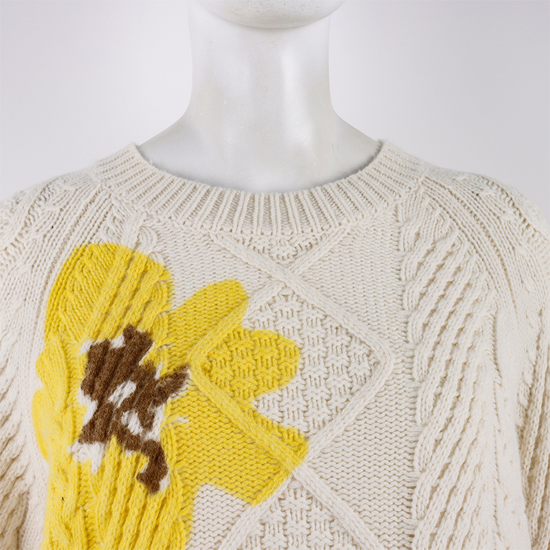 White Fluffy Yellow Knit Sweater4