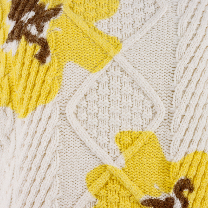 White Fluffy Yellow Knit Sweater5