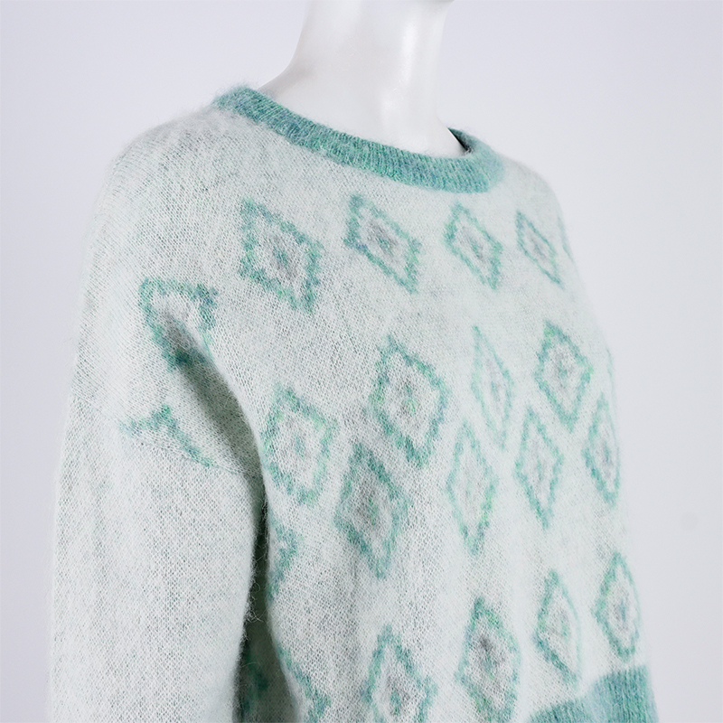 Women's Light Green Pullover Sweater5