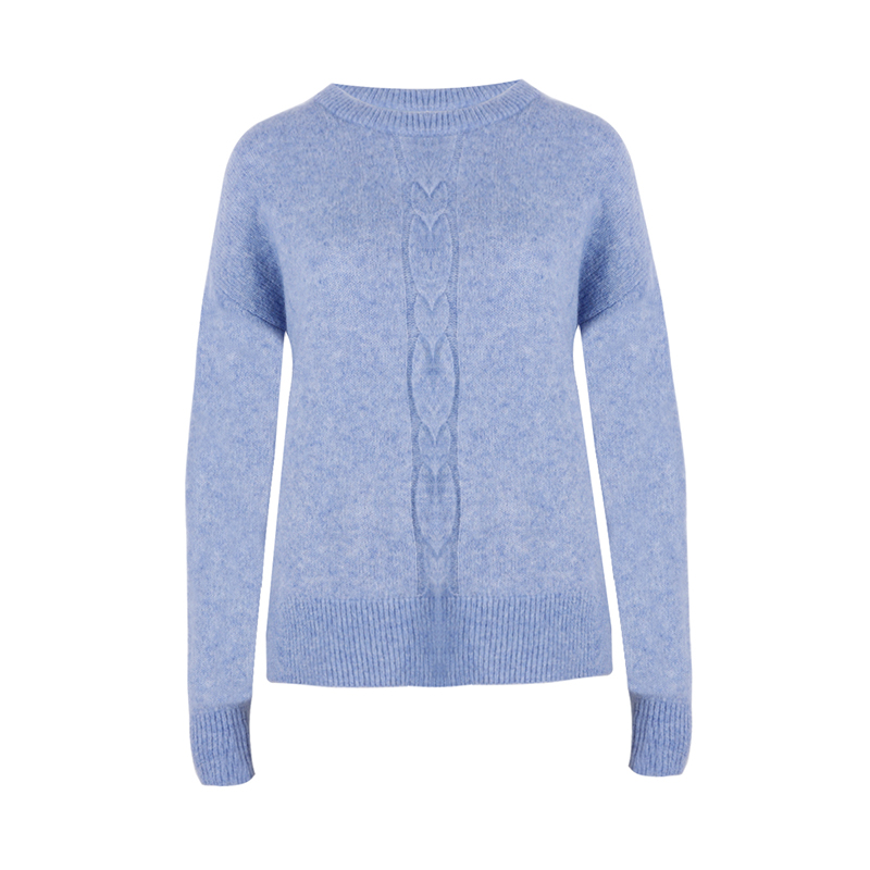 Light Blue Round Neck Wool Sweater1