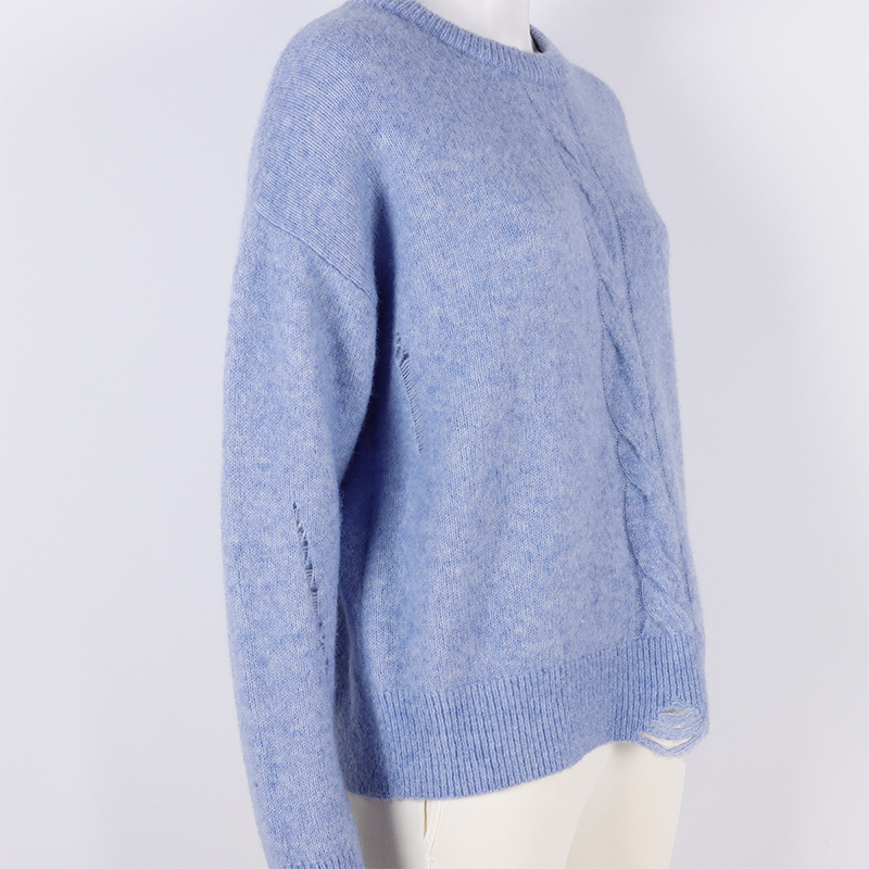 Light Blue Round Neck Wool Sweater5