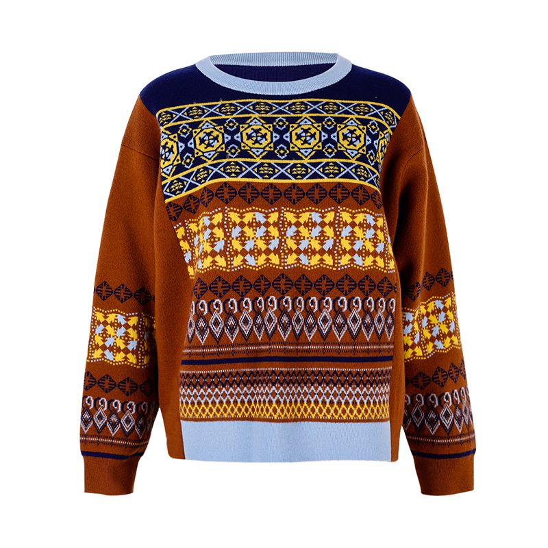 Vintage Jacquard Pullover Sweater1
