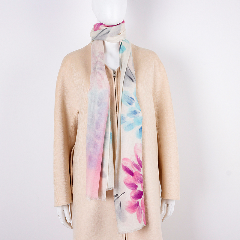 Pink Ancient Painting Floral Scarf4