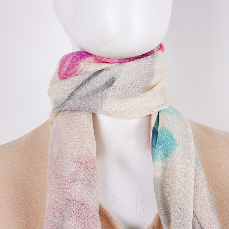 Pink Ancient Painting Floral Scarf5